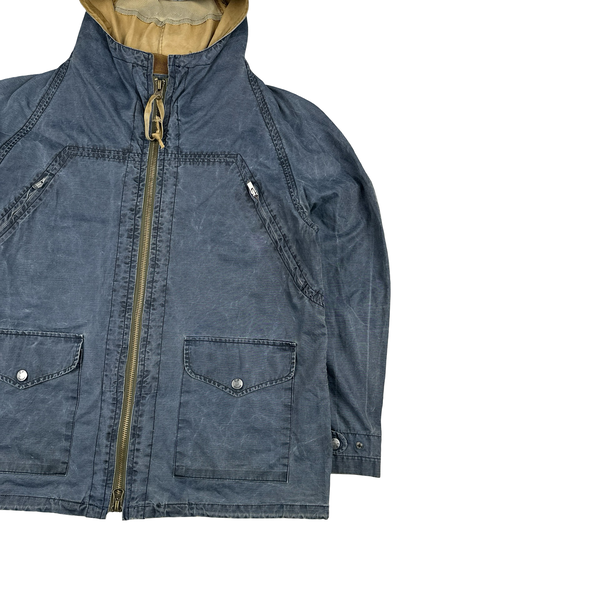 CP Company 2003 Denim Wash Multi Pocket Cotton Zipped Hooded Jacket - Large