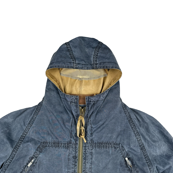 CP Company 2003 Denim Wash Multi Pocket Cotton Zipped Hooded Jacket - Large