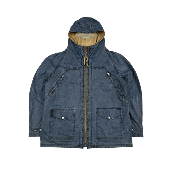 CP Company 2003 Denim Wash Multi Pocket Cotton Zipped Hooded Jacket - Large
