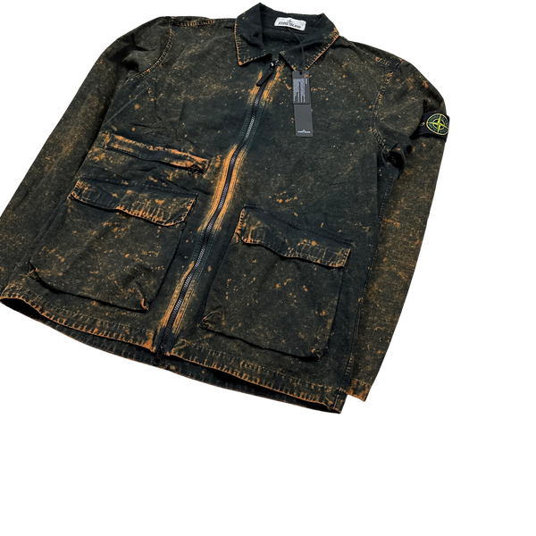 Stone Island Black Off Dyed OVD Camo Overshirt Jacket Large
