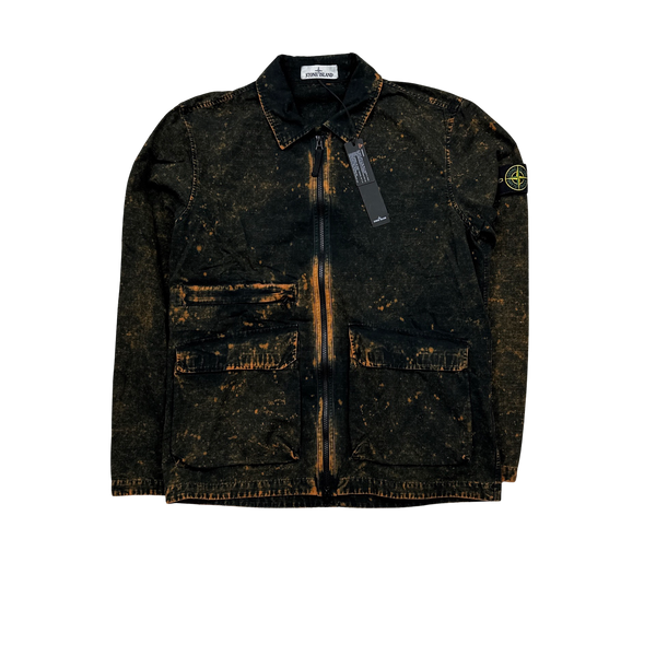 Stone Island Black Off-Dyed OVD Camo Overshirt Jacket - Large