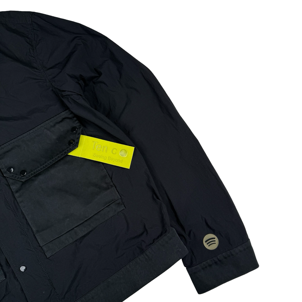 Ten C Black Multi Pocket Mid Layer Zipped Overshirt Jacket - Small (46)