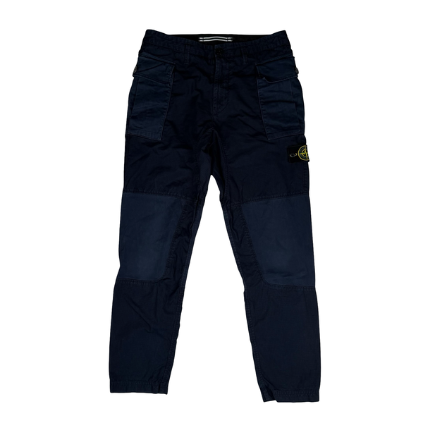 Stone Island Navy Rip Stop Cotton Cargo Trousers - Small (30)
