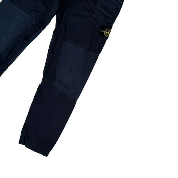 Stone Island Navy Rip Stop Cotton Cargo Trousers - Small (30)