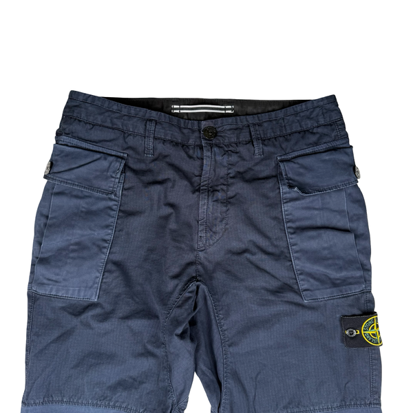 Stone Island Navy Rip Stop Cotton Cargo Trousers - Small (30)