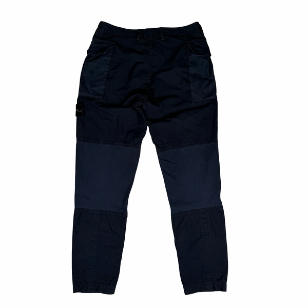 Stone Island Navy Rip Stop Cotton Cargo Trousers - Small (30)