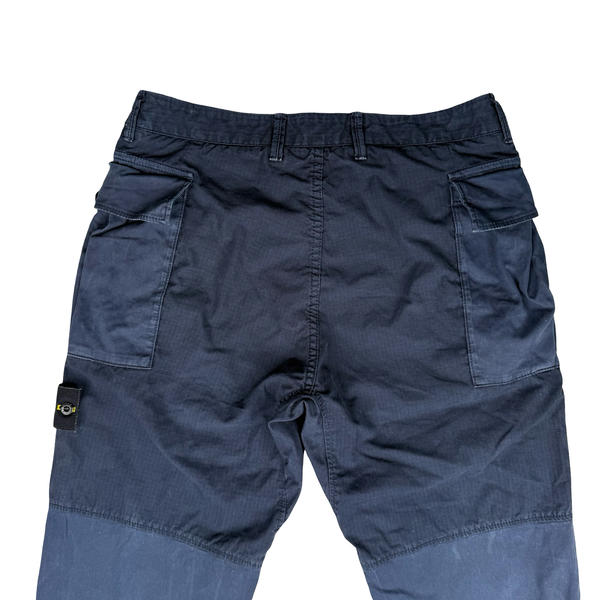 Stone Island Navy Rip Stop Cotton Cargo Trousers - Small (30)