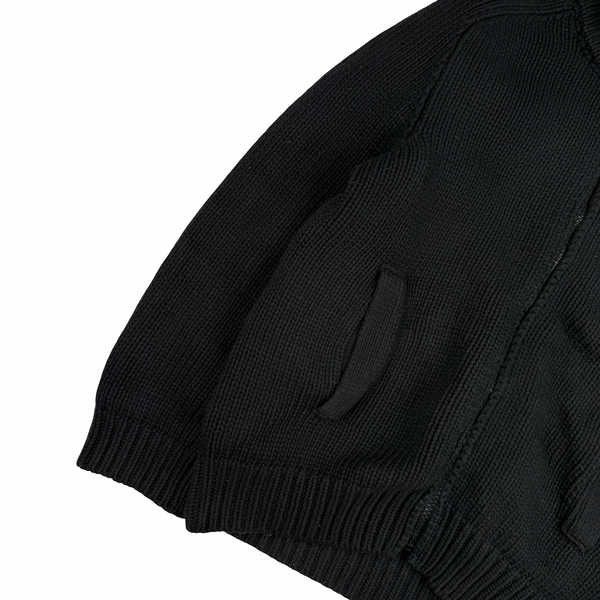 Stone Island Black Vintage 2005 Heavyweight Wool Blend Knit Full Zip Cardigan - XXL