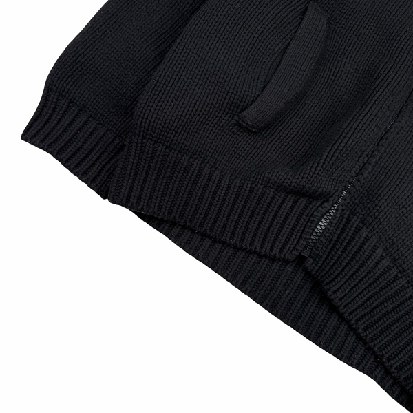 Stone Island Black Vintage 2005 Heavyweight Wool Blend Knit Full Zip Cardigan - XXL