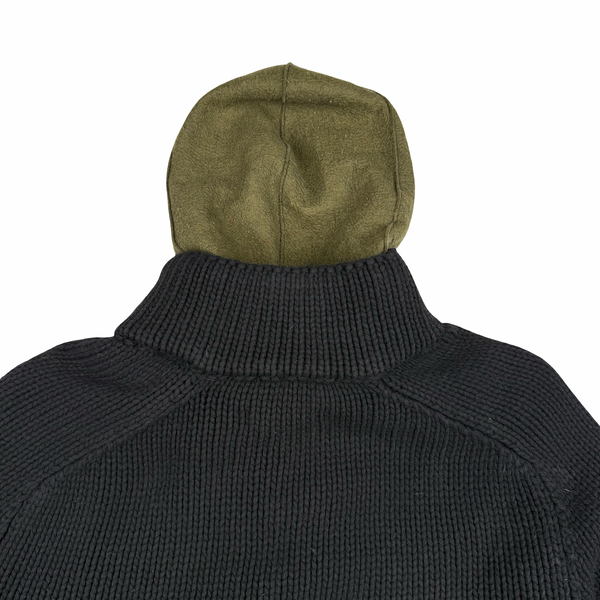 Stone Island Black Vintage 2005 Heavyweight Wool Blend Knit Full Zip Cardigan - XXL