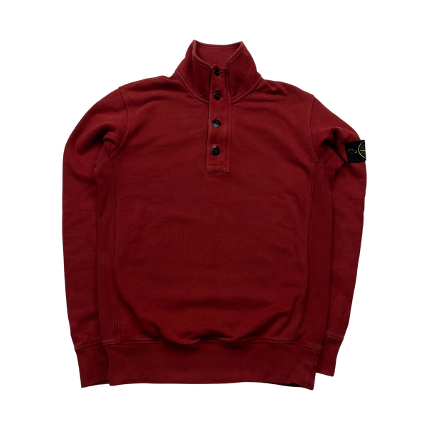 Stone Island 2015 Red Cotton Quarter Zip Sweatshirt - Medium