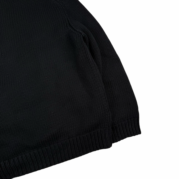 Stone Island Black Vintage 2005 Heavyweight Wool Blend Knit Full Zip Cardigan - XXL