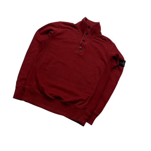 Stone Island 2015 Red Cotton Quarter Zip Sweatshirt - Medium