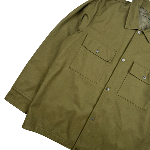 Stone Island Ghost 2024 Army Green Wool Blend Lined Overshirt - XXL