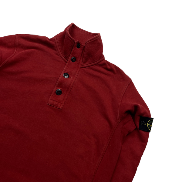 Stone Island 2015 Red Cotton Quarter Zip Sweatshirt - Medium