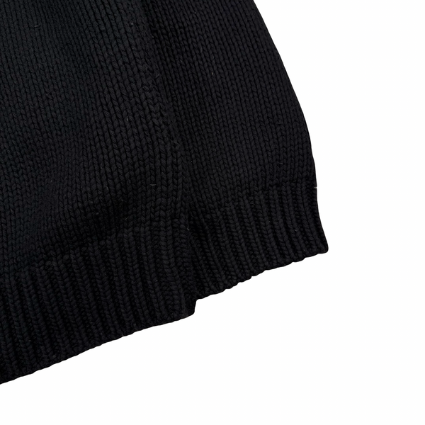 Stone Island Black Vintage 2005 Heavyweight Wool Blend Knit Full Zip Cardigan - XXL