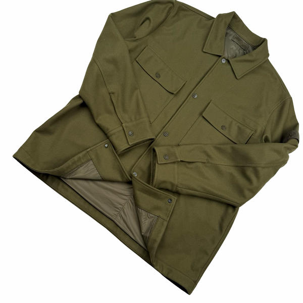 Stone Island Ghost 2024 Army Green Wool Blend Lined Overshirt - XXL