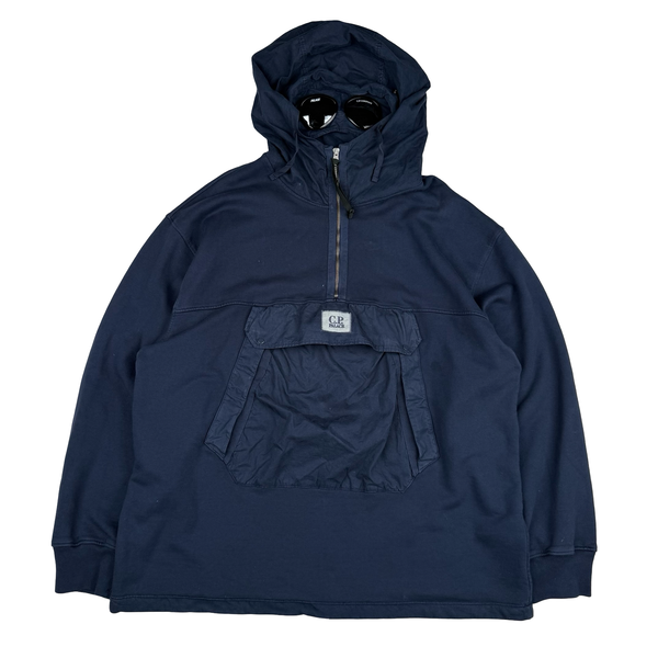 CP Company X Palace Navy Quarter Zip Goggle Smock Cotton Pullover - XXL