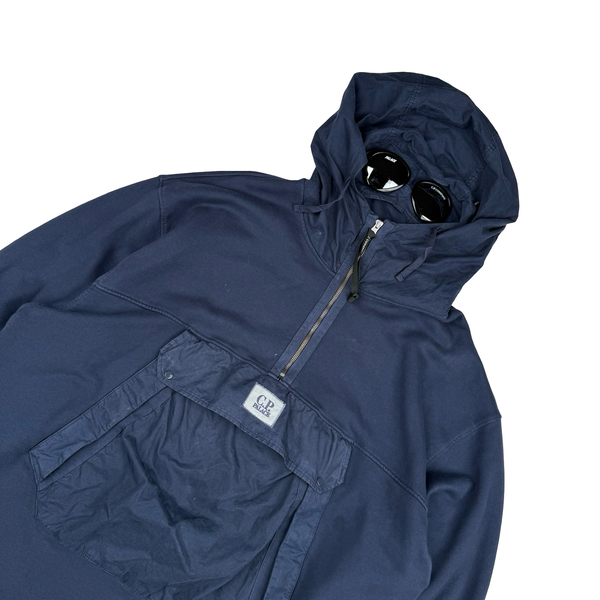 CP Company X Palace Navy Quarter Zip Goggle Smock Cotton Pullover - XXL