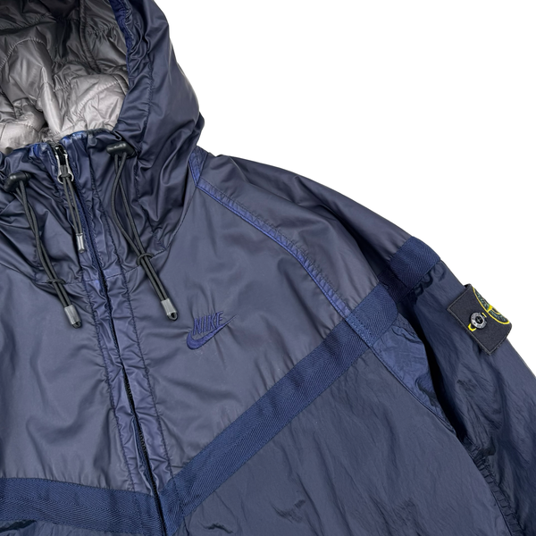 Stone Island x Nike Blue Mussola Gommata Nylon Metal Jacket - Small