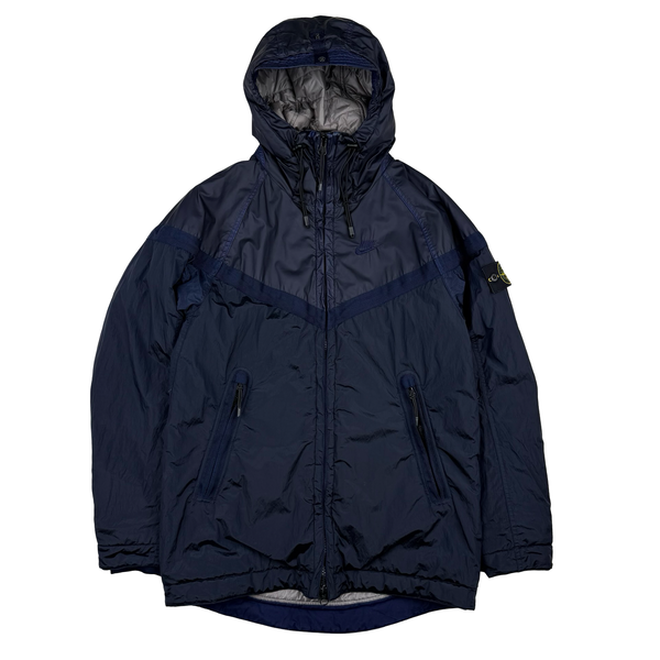 Stone Island x Nike Blue Mussola Gommata Nylon Metal Jacket - Small