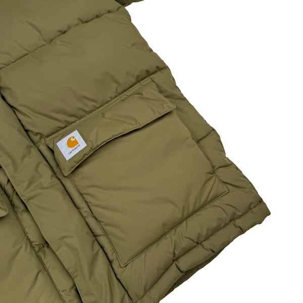 Carhartt Khaki Milter Quilted Hooded Puffer Jacket - Medium