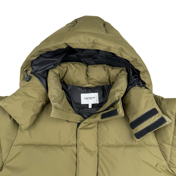 Carhartt Khaki Milter Quilted Hooded Puffer Jacket - Medium