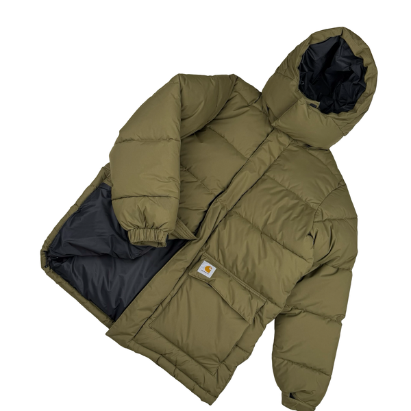 Carhartt Khaki Milter Quilted Hooded Puffer Jacket - Medium
