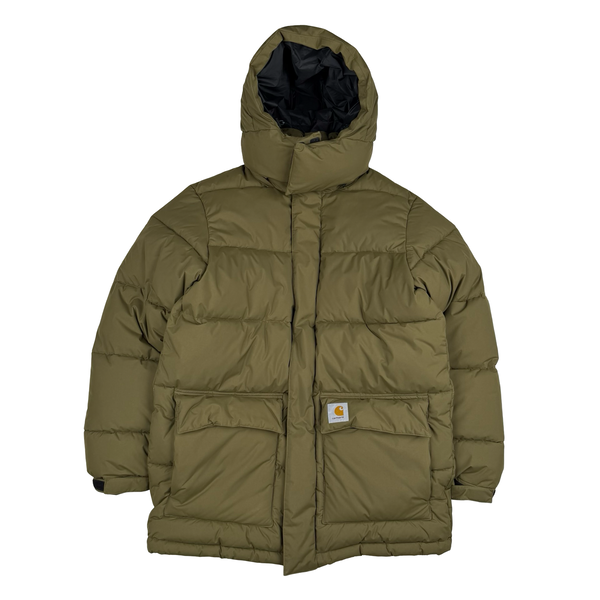 Carhartt Khaki Milter Quilted Hooded Puffer Jacket - Medium