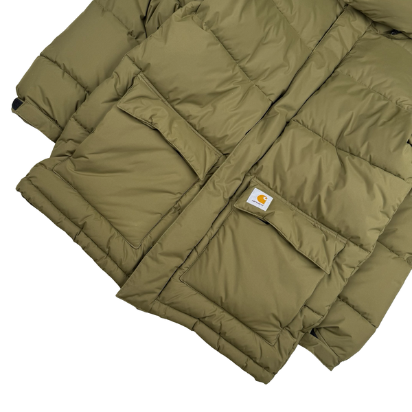 Carhartt Khaki Milter Quilted Hooded Puffer Jacket - Medium