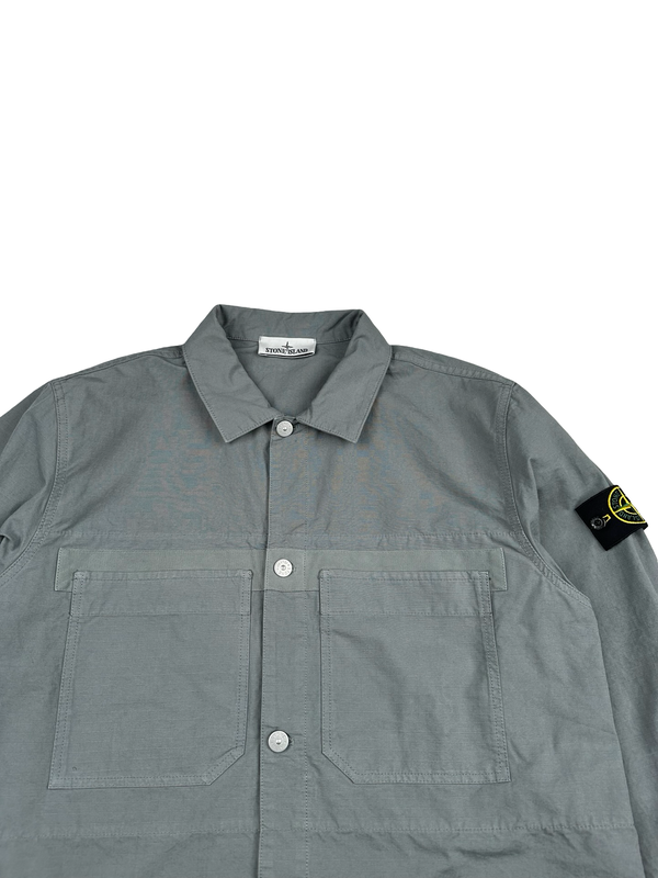 Stone Island 2024 Grey Cotton Ripstop Overshirt - XL