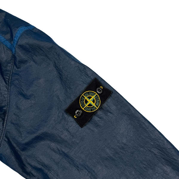 Stone Island 2001 Dark Blue Micro Felt Laminated Web Jacket - XXL