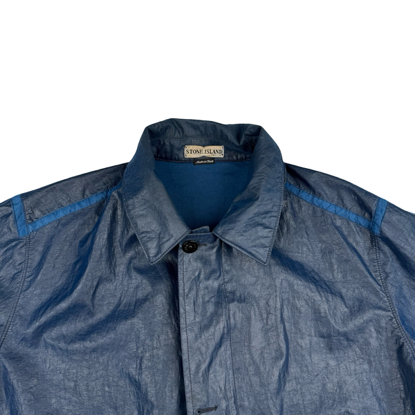 Stone Island 2001 Dark Blue Micro Felt Laminated Web Jacket - XXL