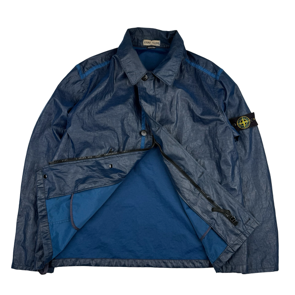 Stone Island 2001 Dark Blue Micro Felt Laminated Web Jacket - XXL