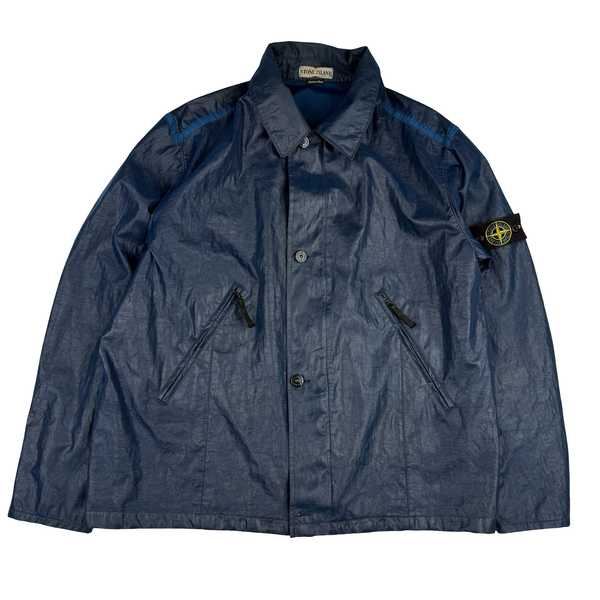 Stone Island 2001 Dark Blue Micro Felt Laminated Web Jacket - XXL