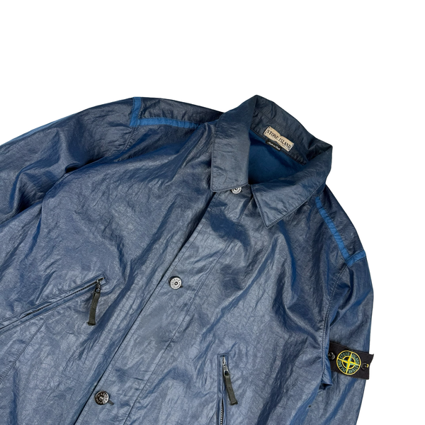 Stone Island 2001 Dark Blue Micro Felt Laminated Web Jacket - XXL