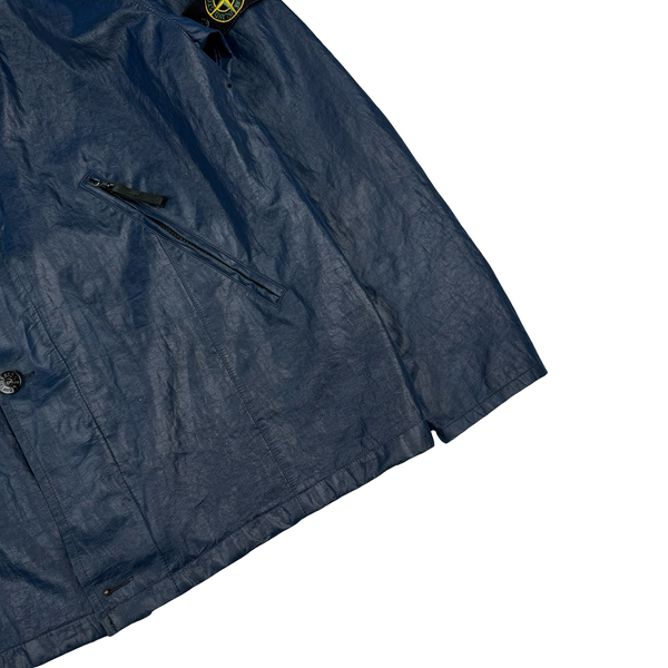 Stone Island 2001 Dark Blue Micro Felt Laminated Web Jacket - XXL
