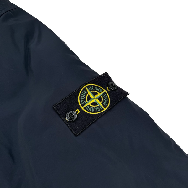 Stone Island 2016 Navy Down Filled Micro Reps Fur Hood Parka Jacket - Large