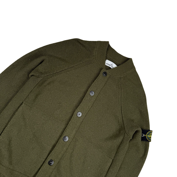Stone Island 2016 Military Green Buttoned Wool Cardigan - Small