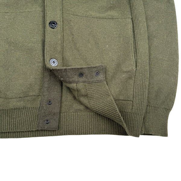 Stone Island 2016 Military Green Buttoned Wool Cardigan - Small