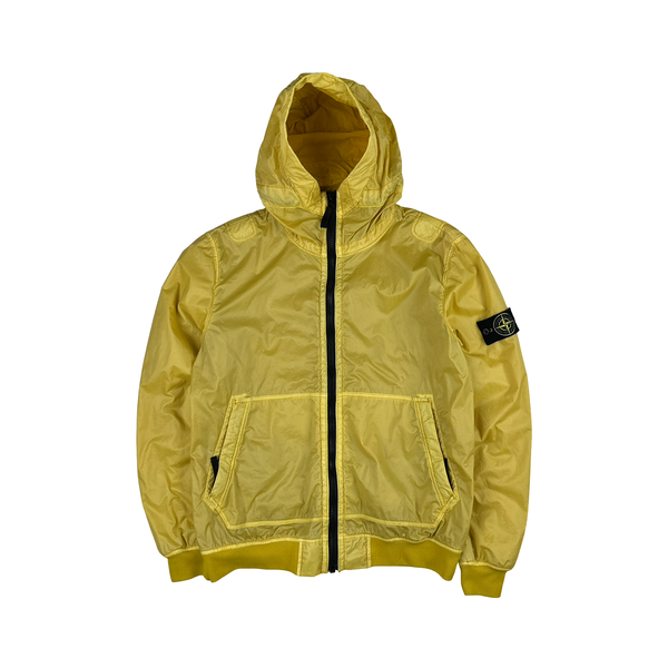 Stone Island 2018 Yellow Lamy Flock Hooded Jacket - Large