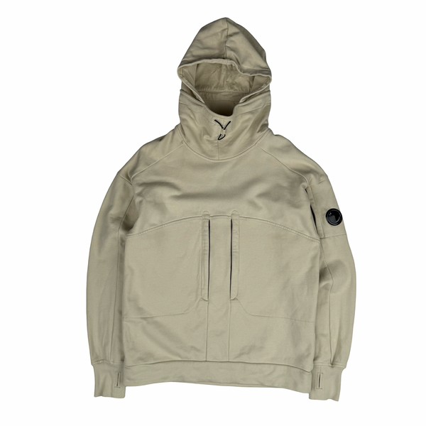 CP Company Beige Pullover Lens View Cotton Hoodie - Medium