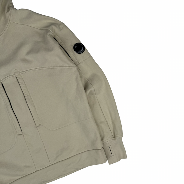 CP Company Beige Pullover Lens View Cotton Hoodie - Medium