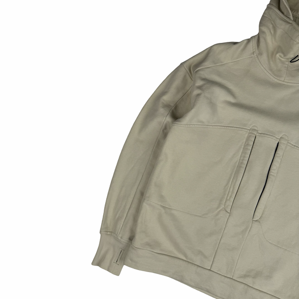 CP Company Beige Pullover Lens View Cotton Hoodie - Medium