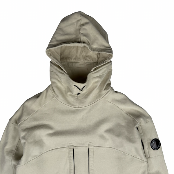 CP Company Beige Pullover Lens View Cotton Hoodie - Medium