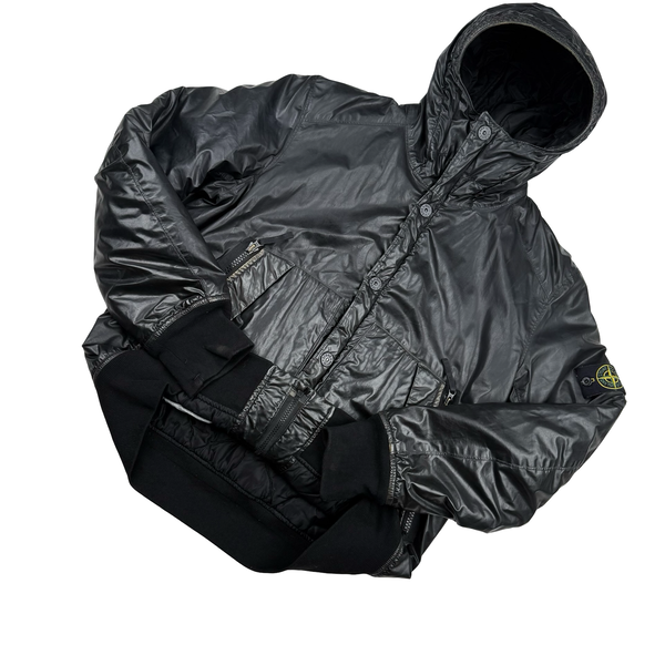 Stone Island 2011 Black Mussola Gommata Hooded Jacket - XL