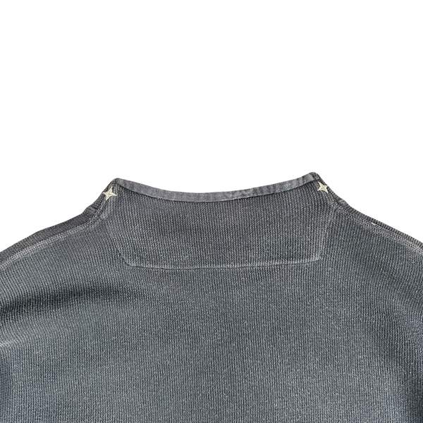Stone Island Vintage 1999 Navy Cotton Blend Mock Neck Jumper - Medium