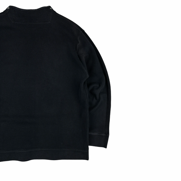 Stone Island Vintage 1999 Navy Cotton Blend Mock Neck Jumper - Medium