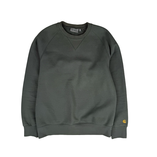 Carhartt Sage Green Thick Cotton Blend Crew Neck Jumper - Small