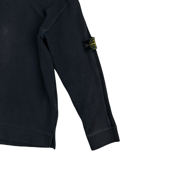 Stone Island Vintage 1999 Navy Cotton Blend Mock Neck Jumper - Medium